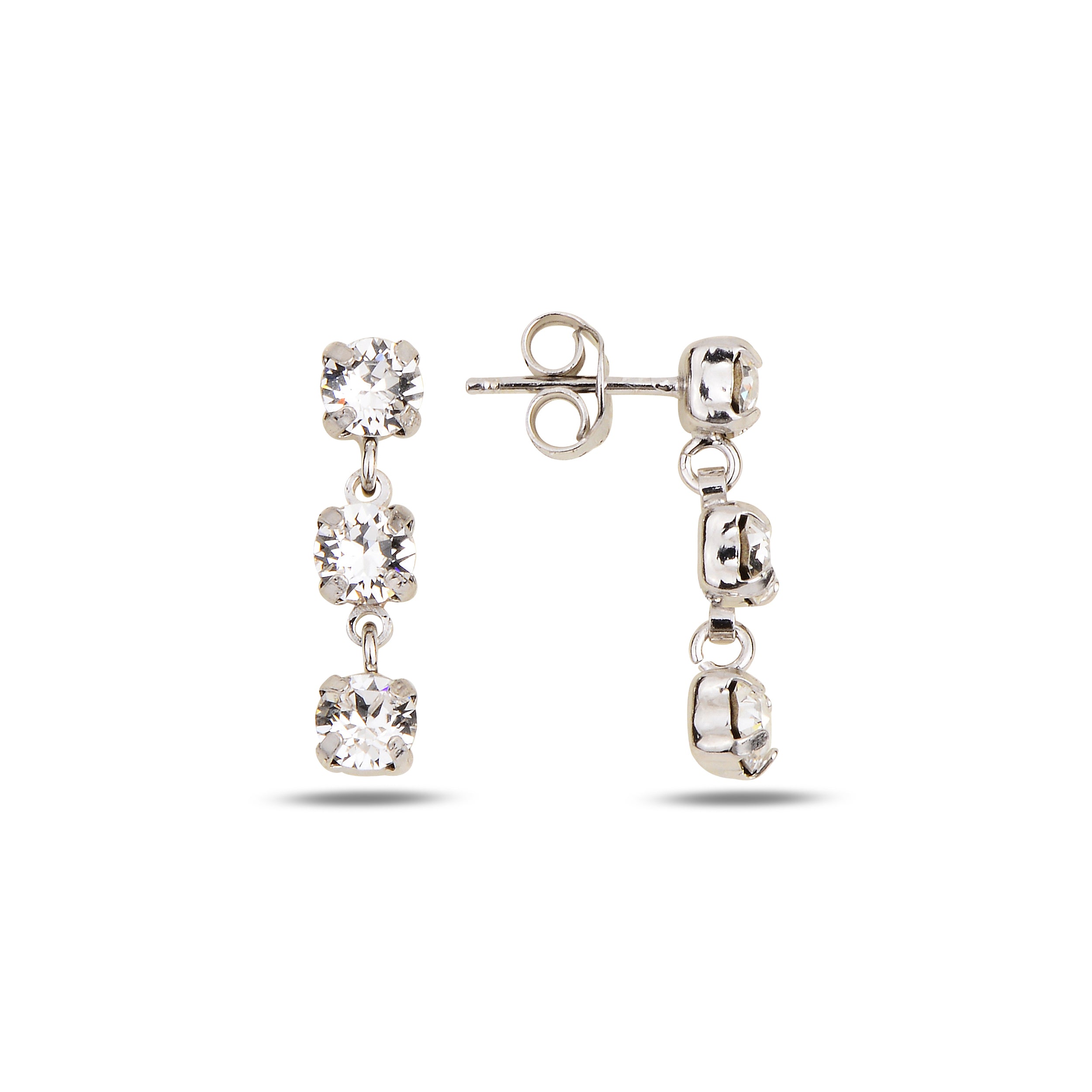 Aros Mini Trio Line Blanco Plateado