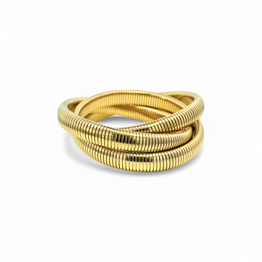 Pulseras triples de bronce doradas