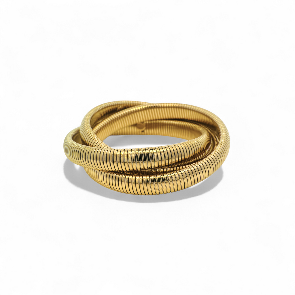 Pulseras triples de bronce doradas