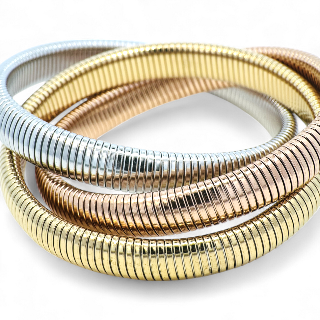 Pulseras triples de bronce tres colores