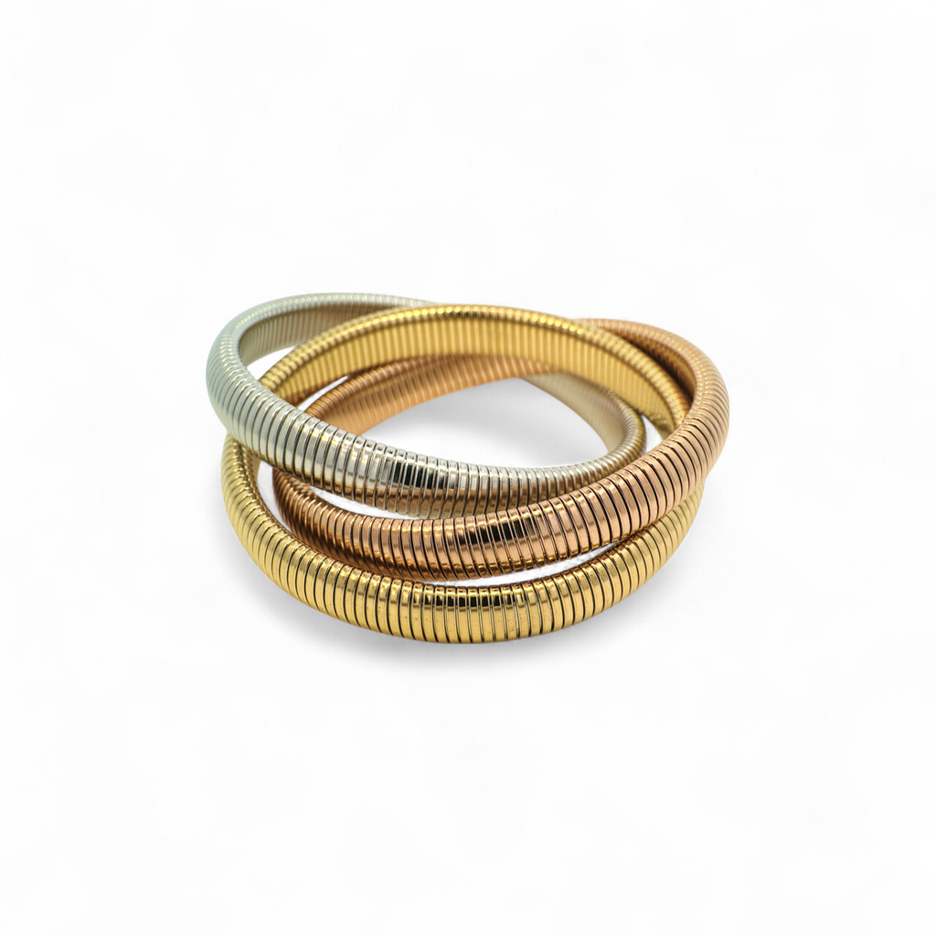 Pulseras triples de bronce tres colores