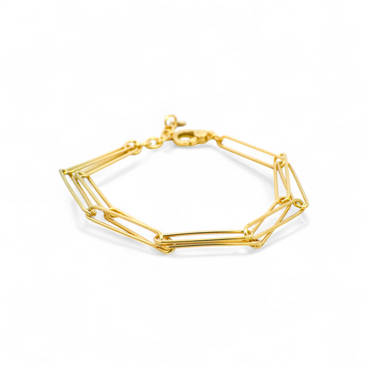 Pulsera doble clip plata 925 bañada en oro 18K