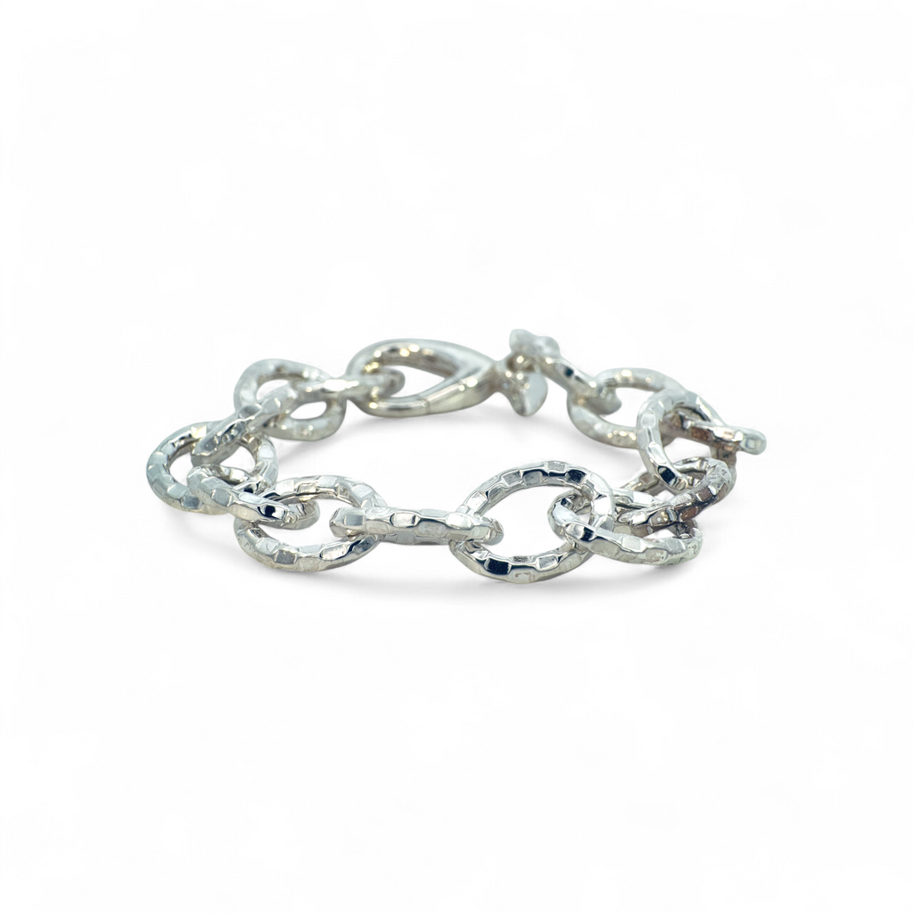 Pulsera eslabones efecto martillado plata 925