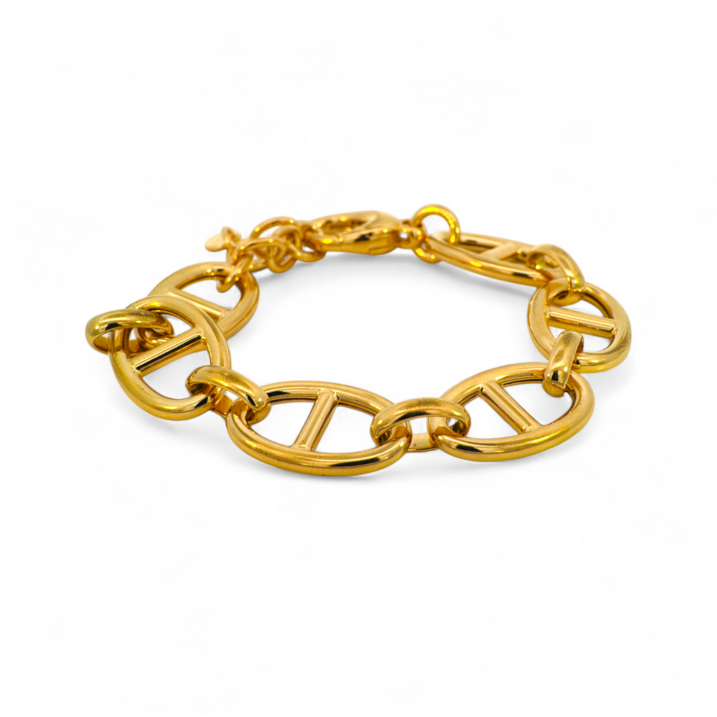 Pulsera eslabones estilo nautico plata 925 bañada