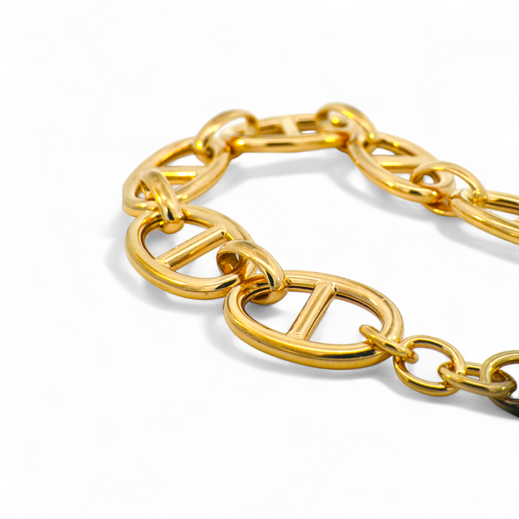 Pulsera eslabones estilo nautico plata 925 bañada