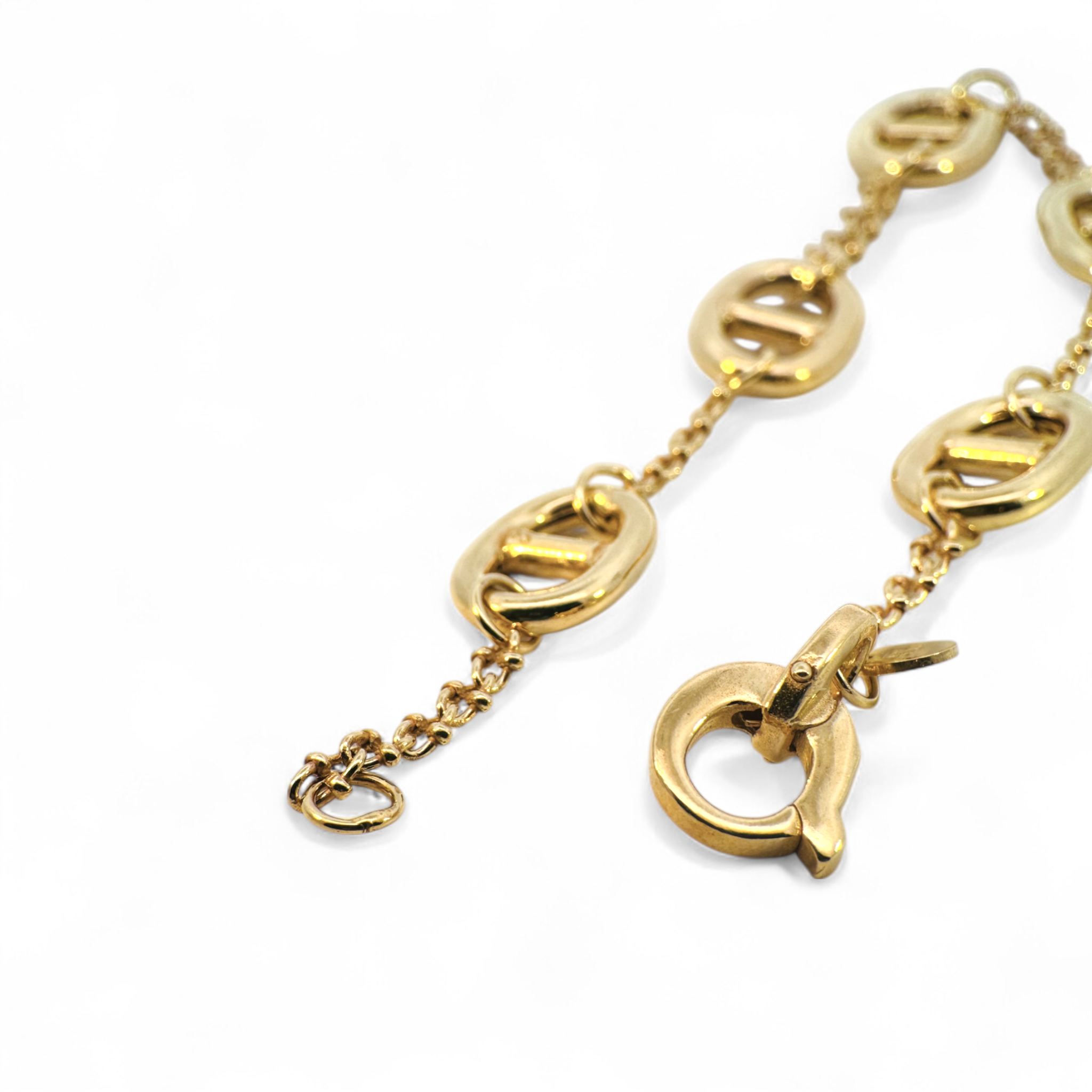 Pulsera cadena y eslabones estilo nautico plata 925 bañada en oro