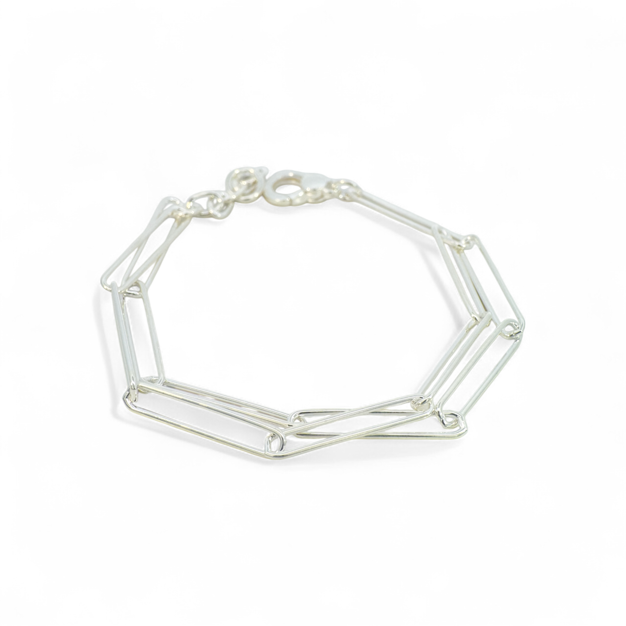 Pulsera doble clip plata 925 bañada en rodio