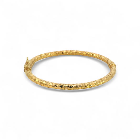 Esclava tubular efecto diamantado Plata 925 bañada oro 14K