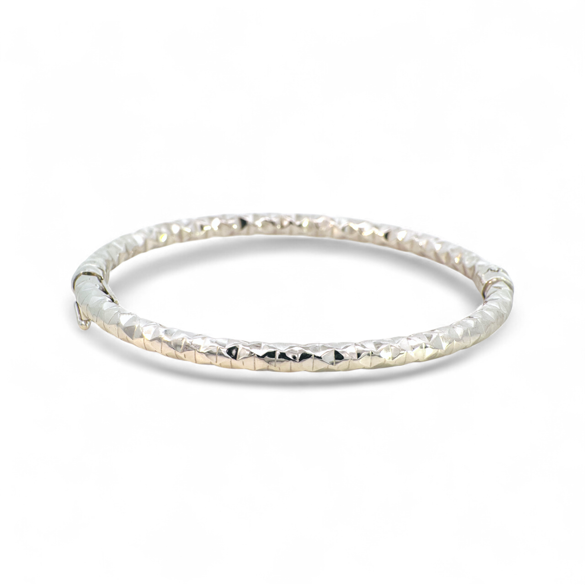 Esclava tubular efecto diamantado Plata 925 bañada rodio