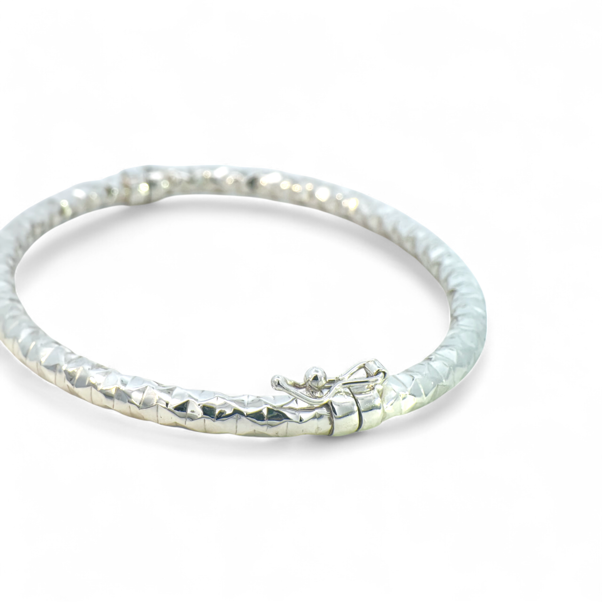 Esclava tubular efecto diamantado Plata 925 bañada rodio