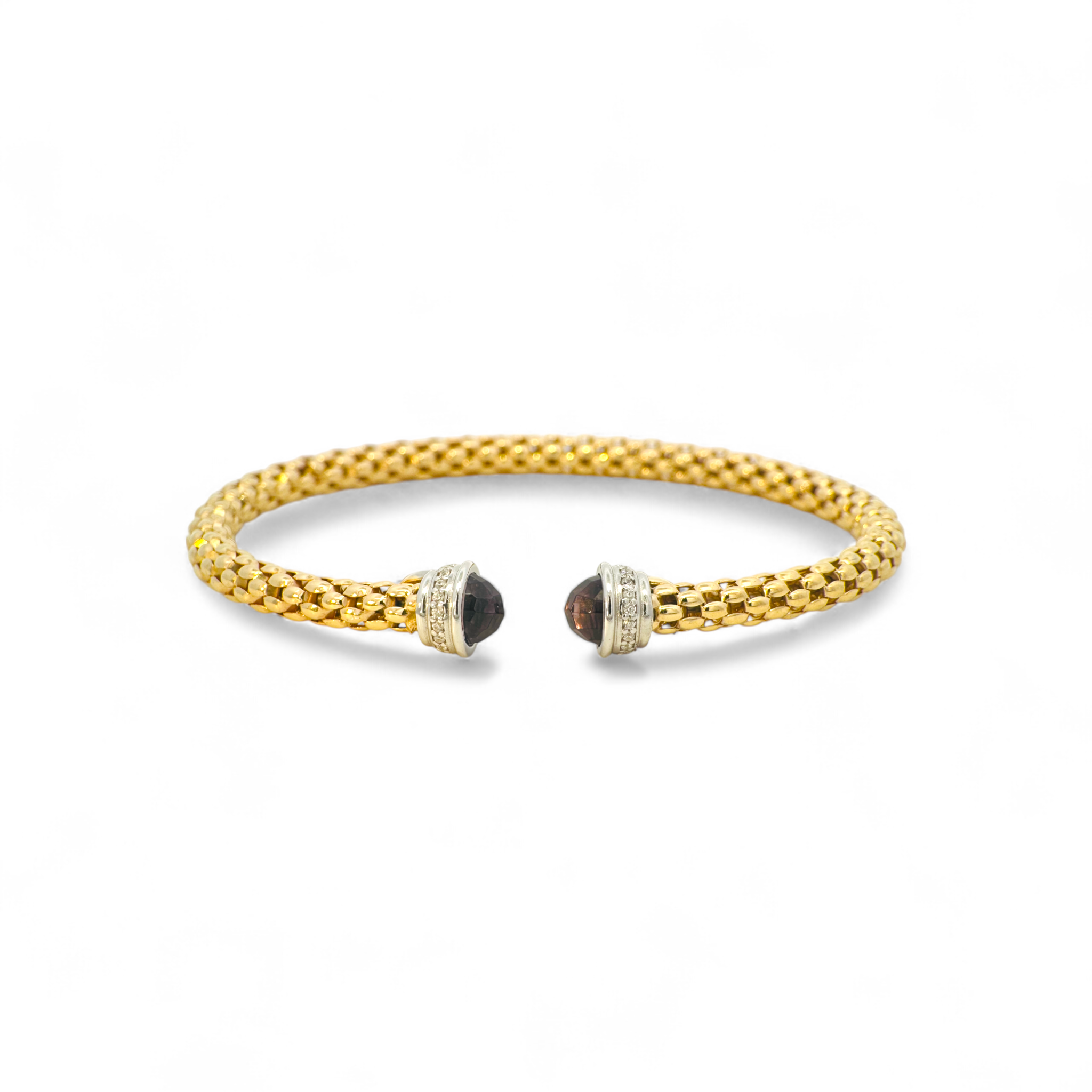 Pulsera semi flexible tejida en plata 925 amatista y circón