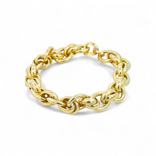 Pulsera eslabones entrelazados plata 925 bañada oro