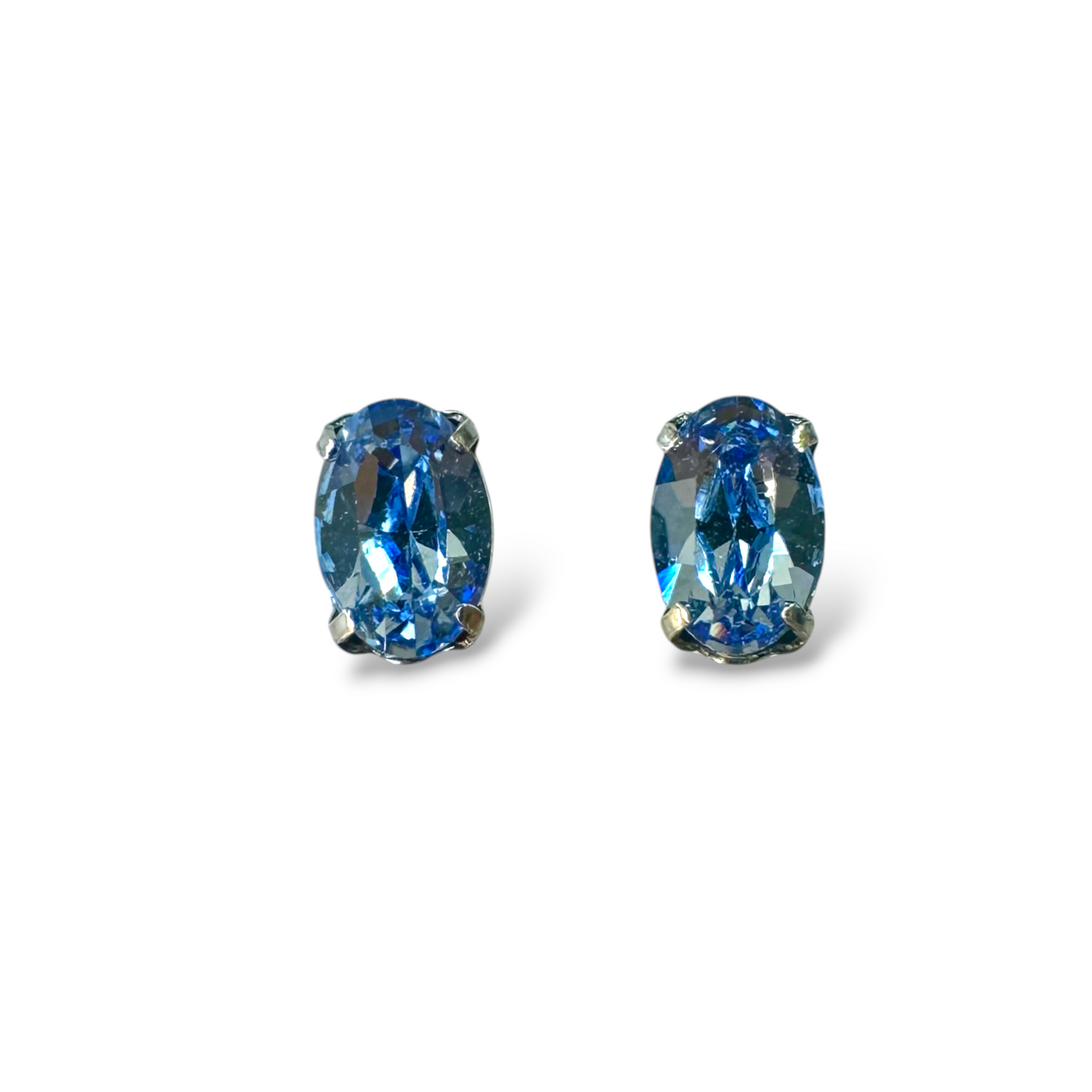 Aros Cristales Swarovski Oval Azul oscuro