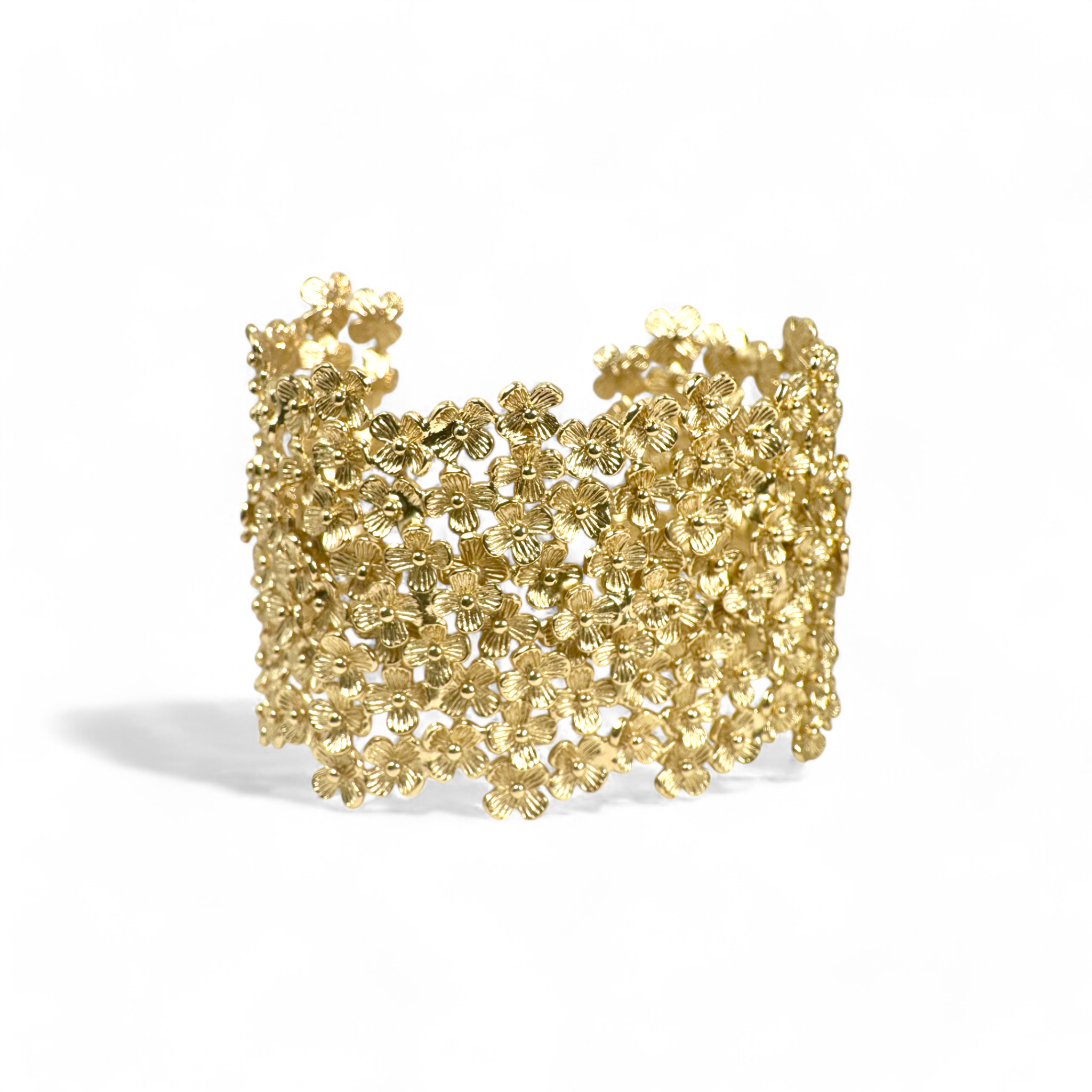 Pulsera esclava ajustable flores dorada