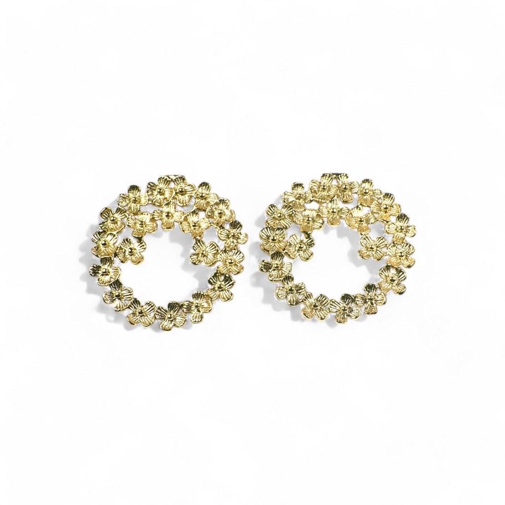 Aros corona flores doradas