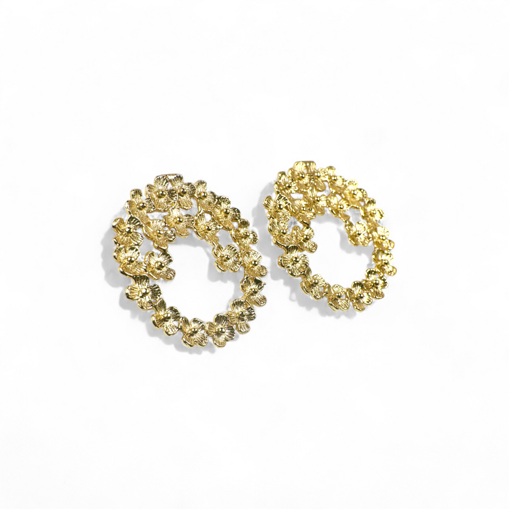 Aros corona flores doradas
