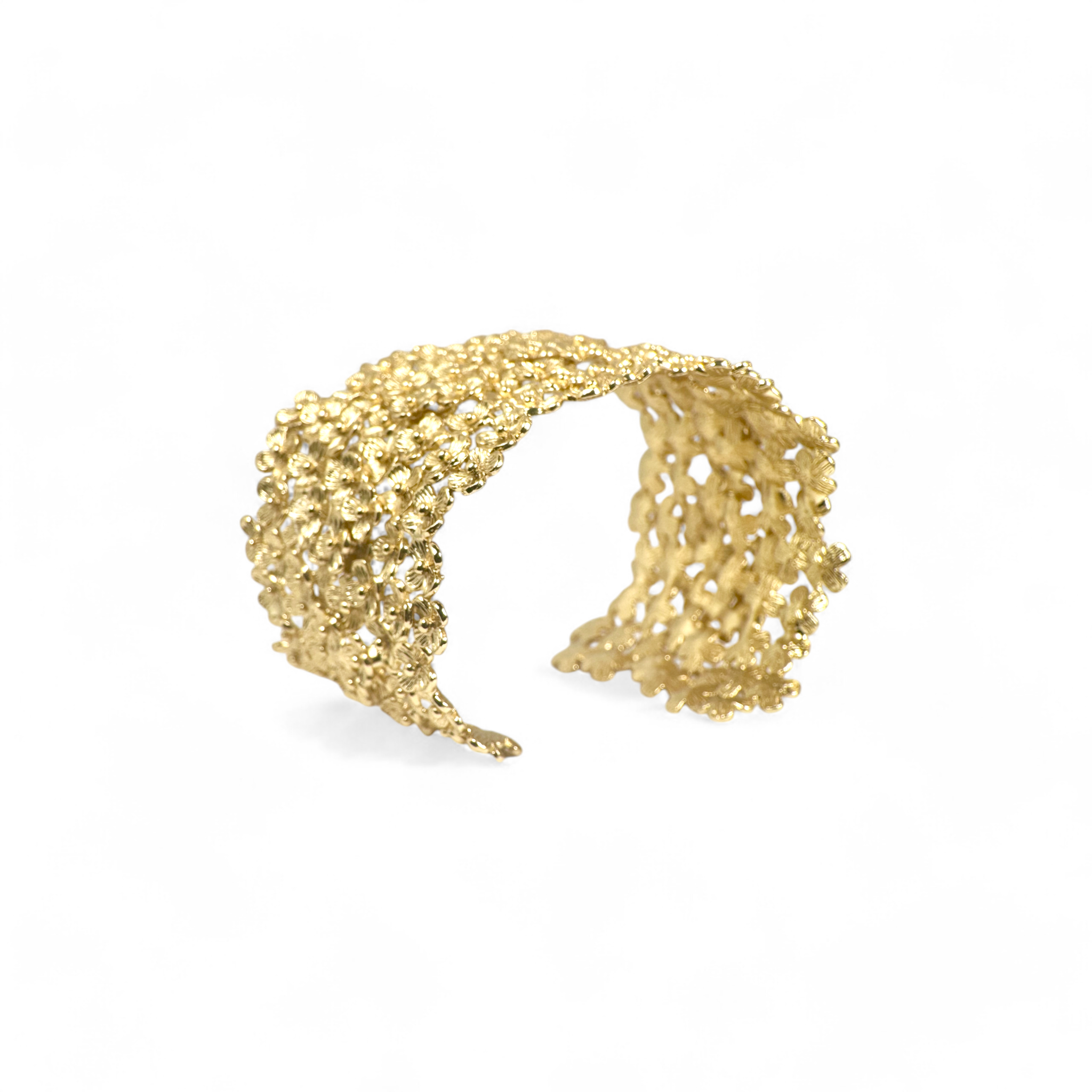 Pulsera esclava ajustable flores dorada