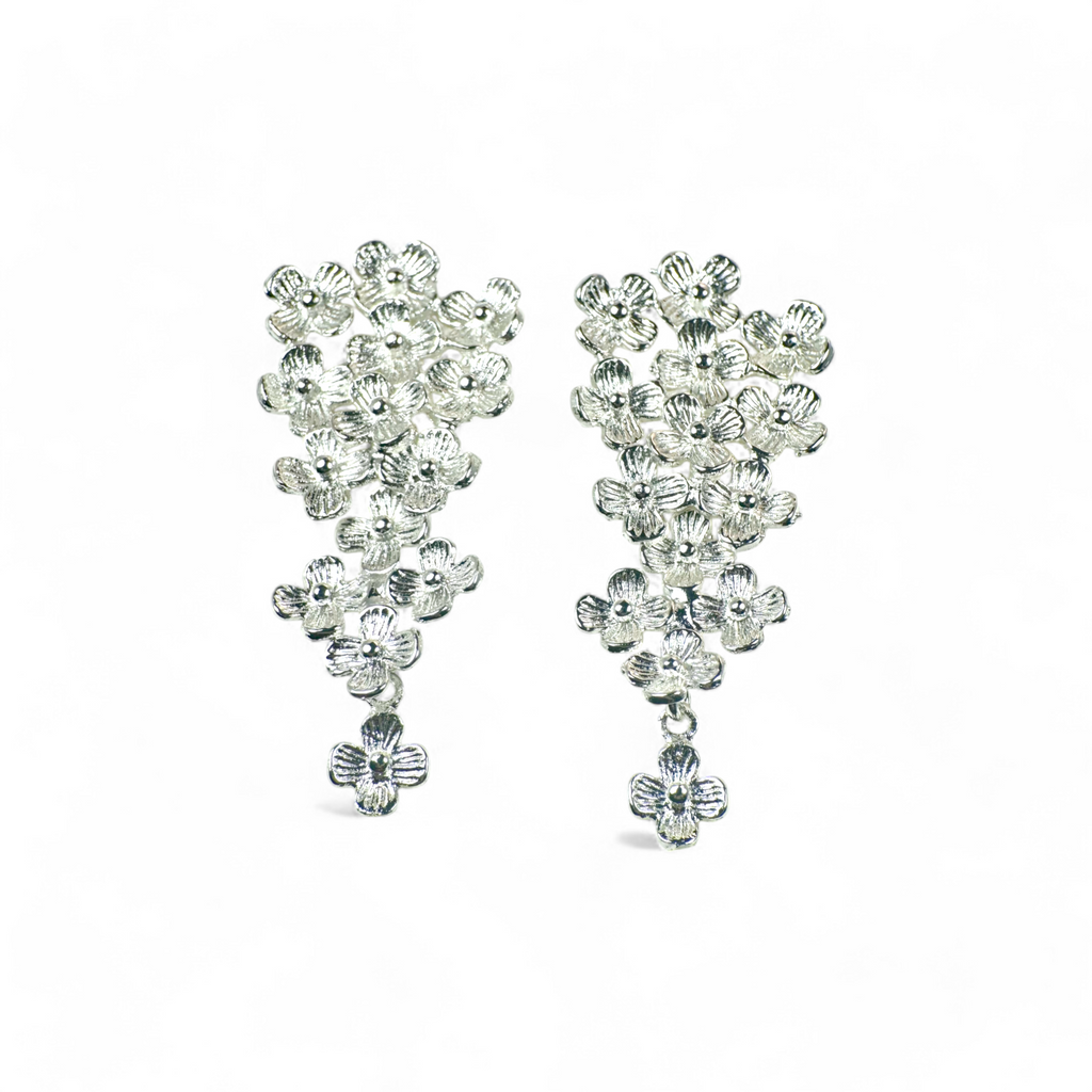 Aros flores gota movimiento plateados