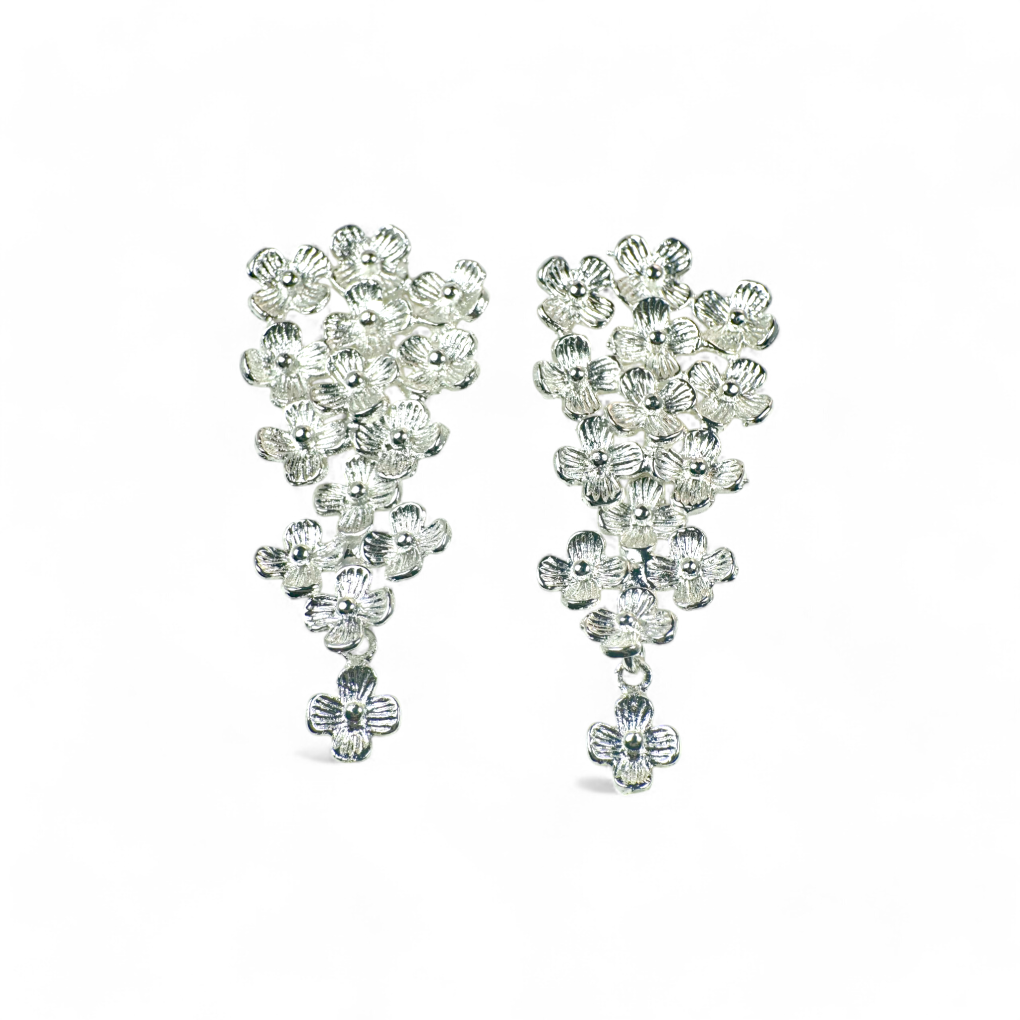 Aros flores gota movimiento plateados