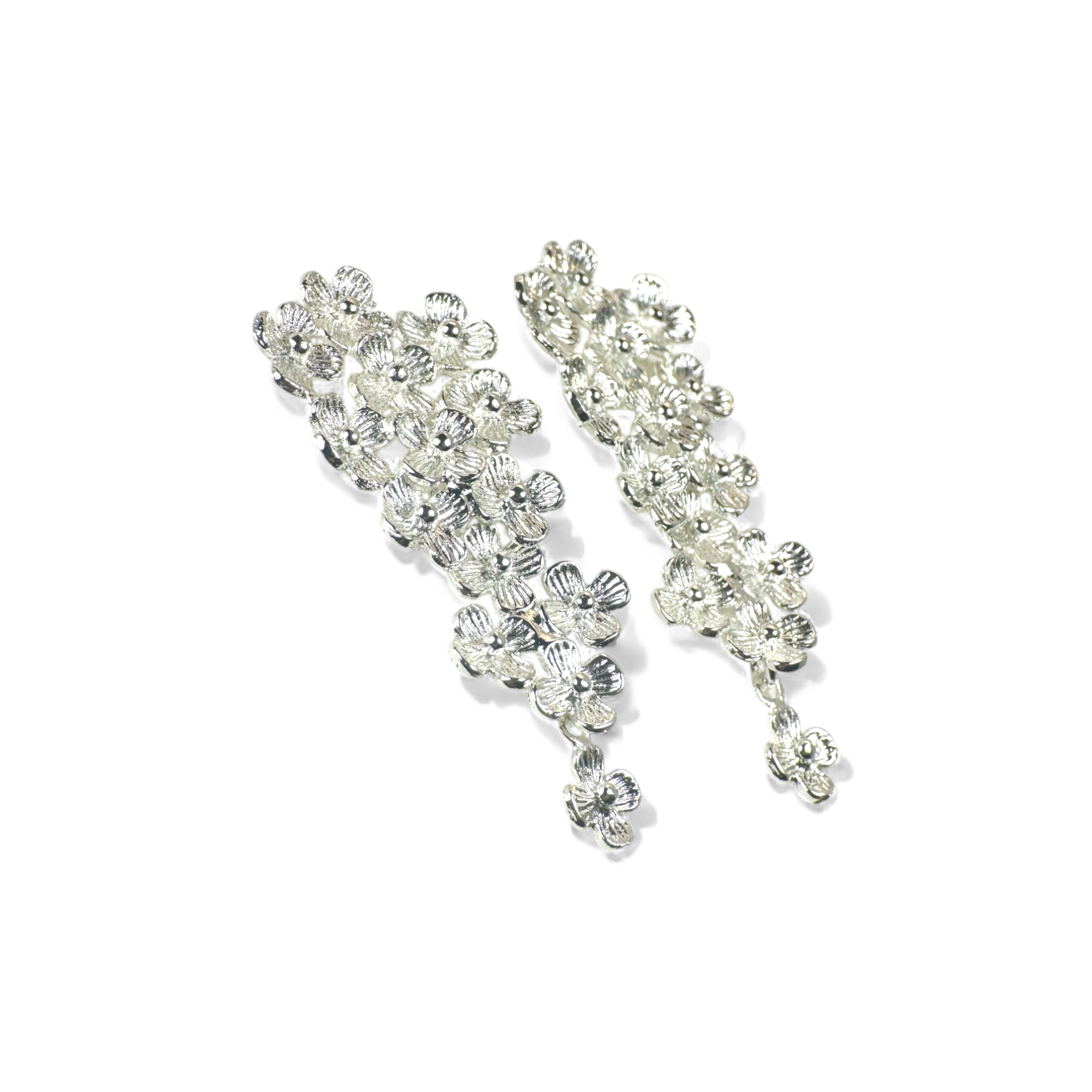 Aros flores gota movimiento plateados