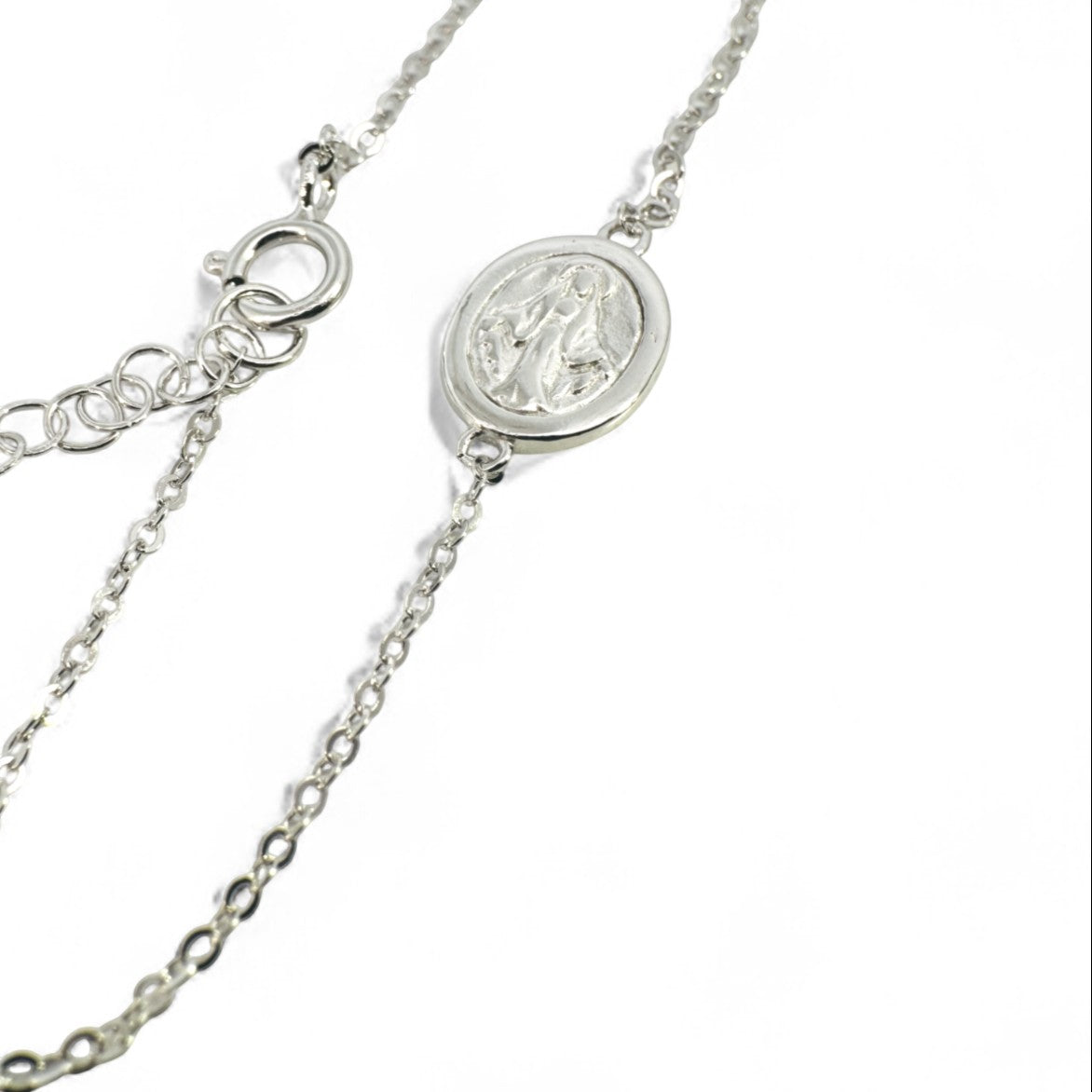 Pulsera de plata 925 medalla Virgen 11 mm