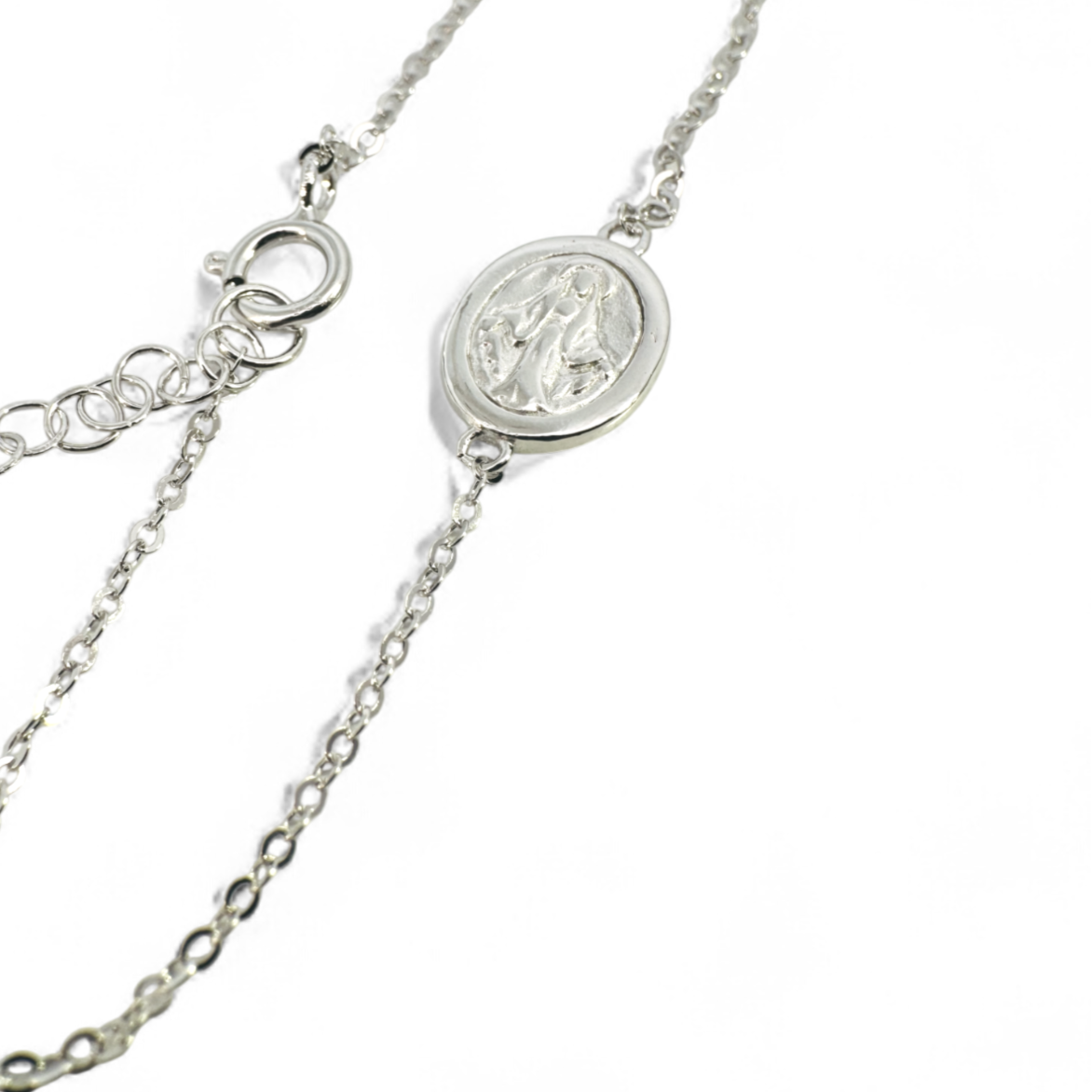 Pulsera de plata 925 medalla Virgen 11 mm
