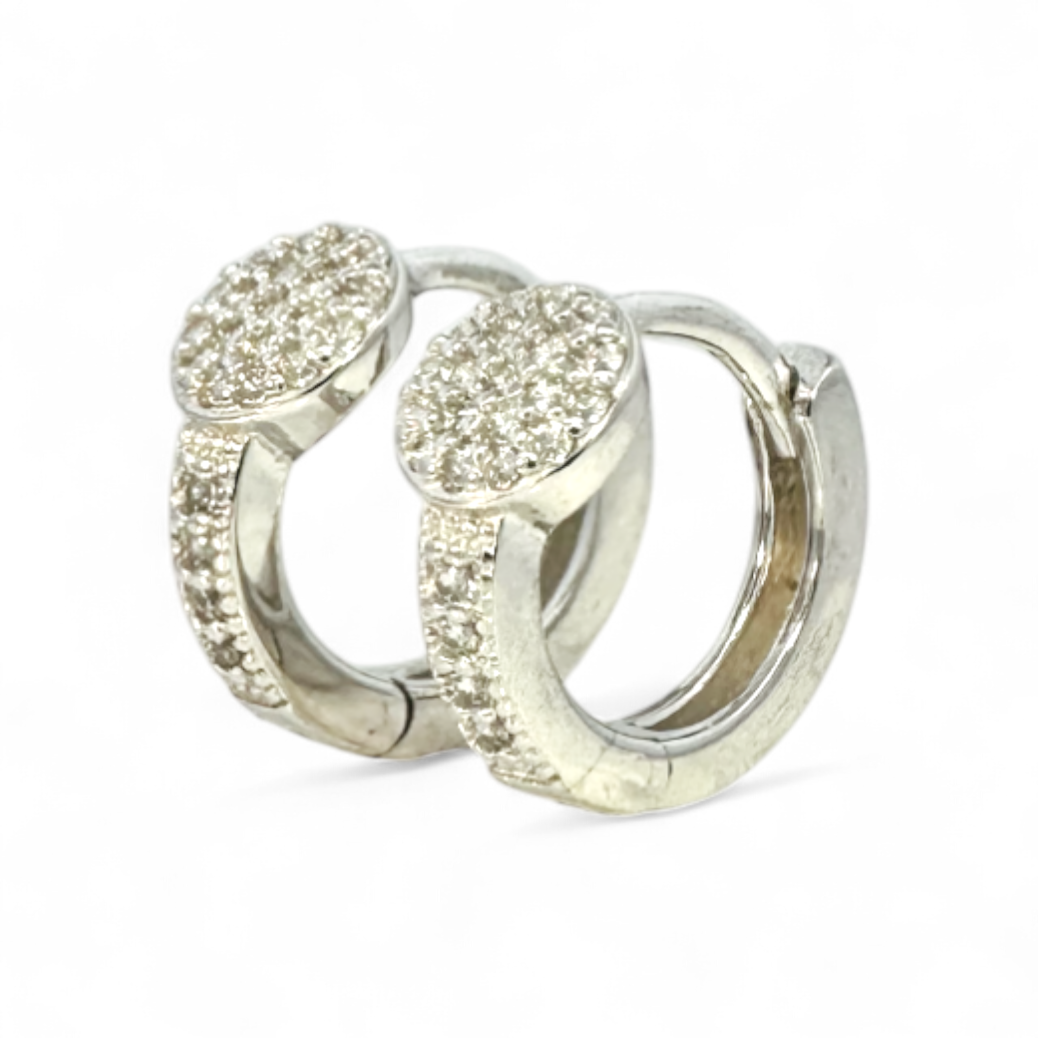 Aros argollas con circones en grano y círculo