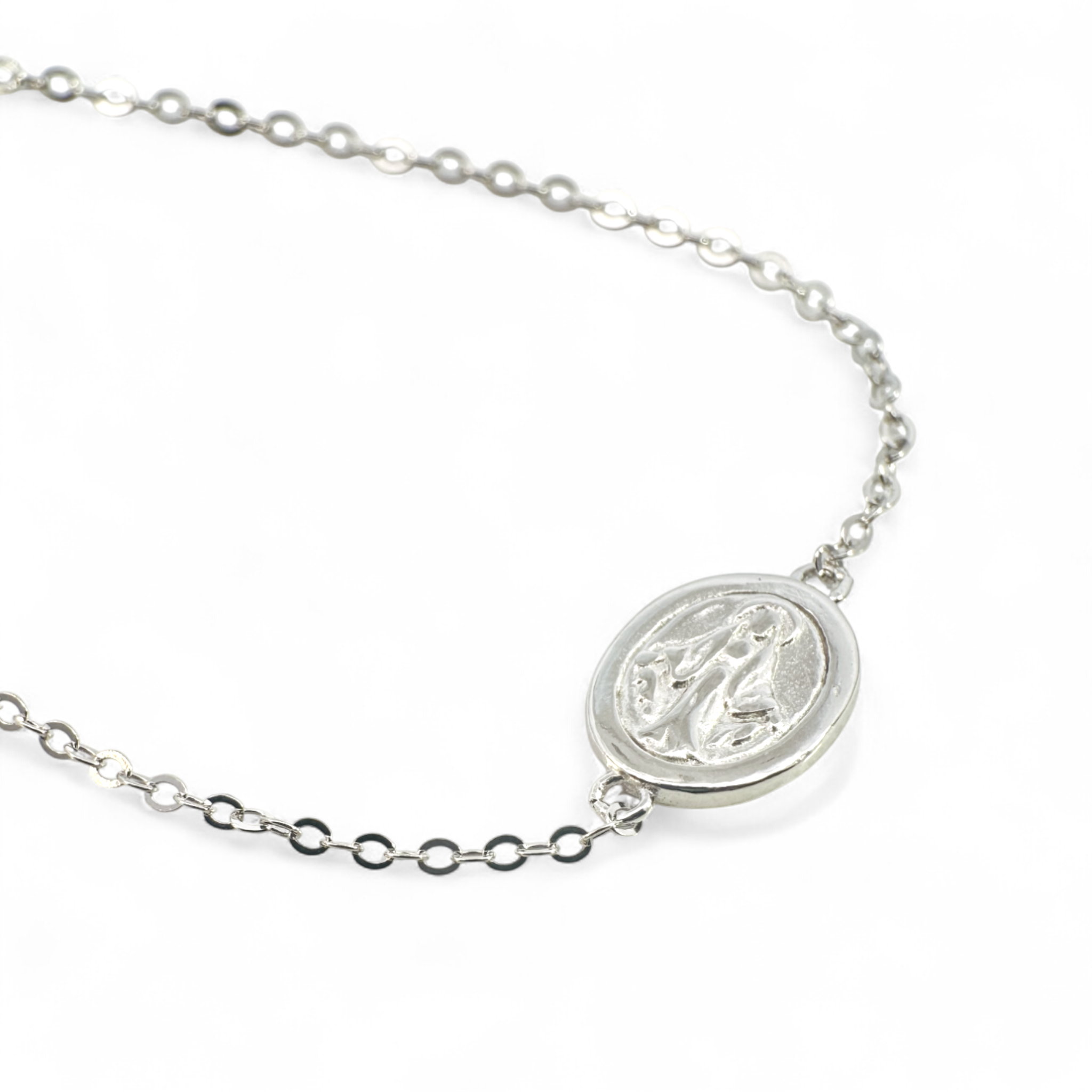 Pulsera de plata 925 medalla Virgen 11 mm