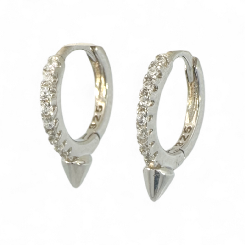 Aros argollas circones y punta plateados 11 mm