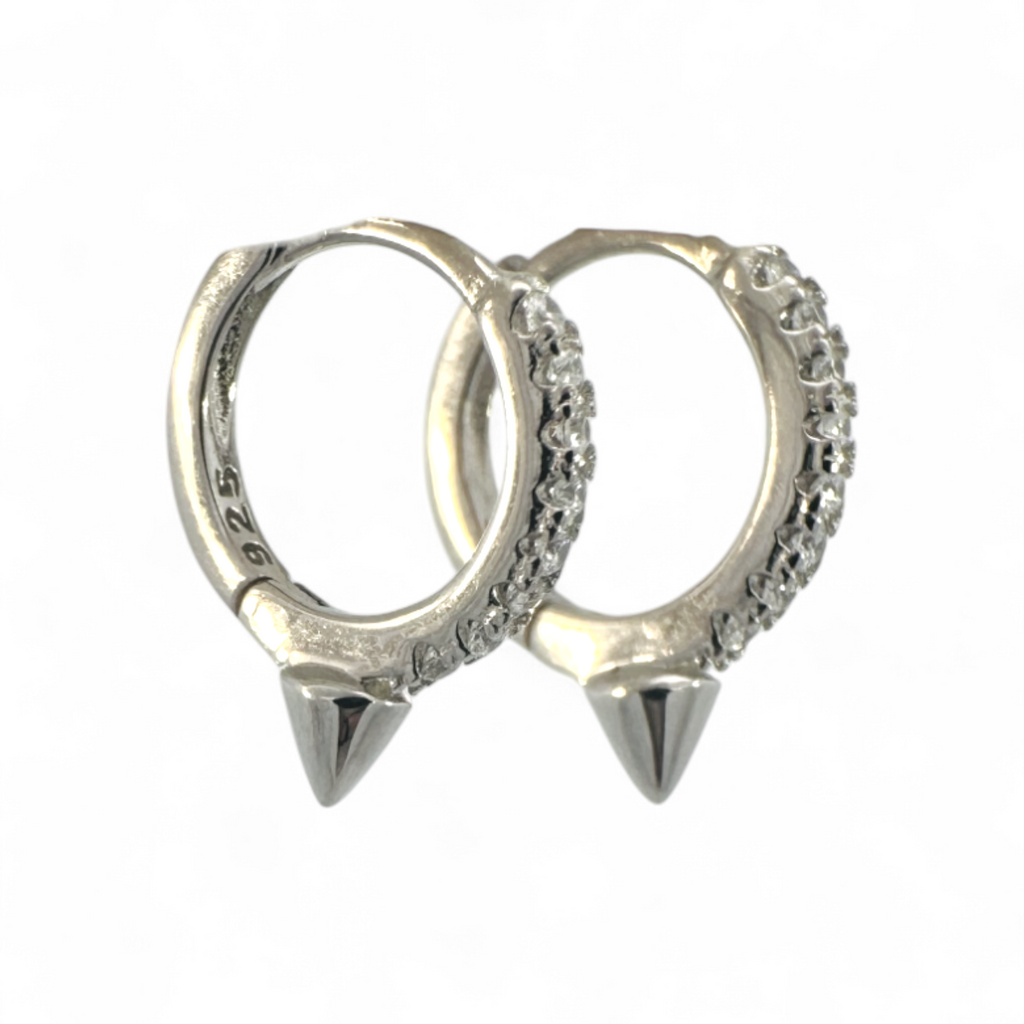 Aros argollas circones y punta plateados 11 mm