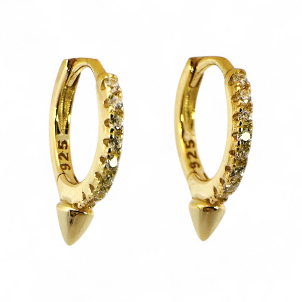 Aros argollas circones y punta dorados 11 mm