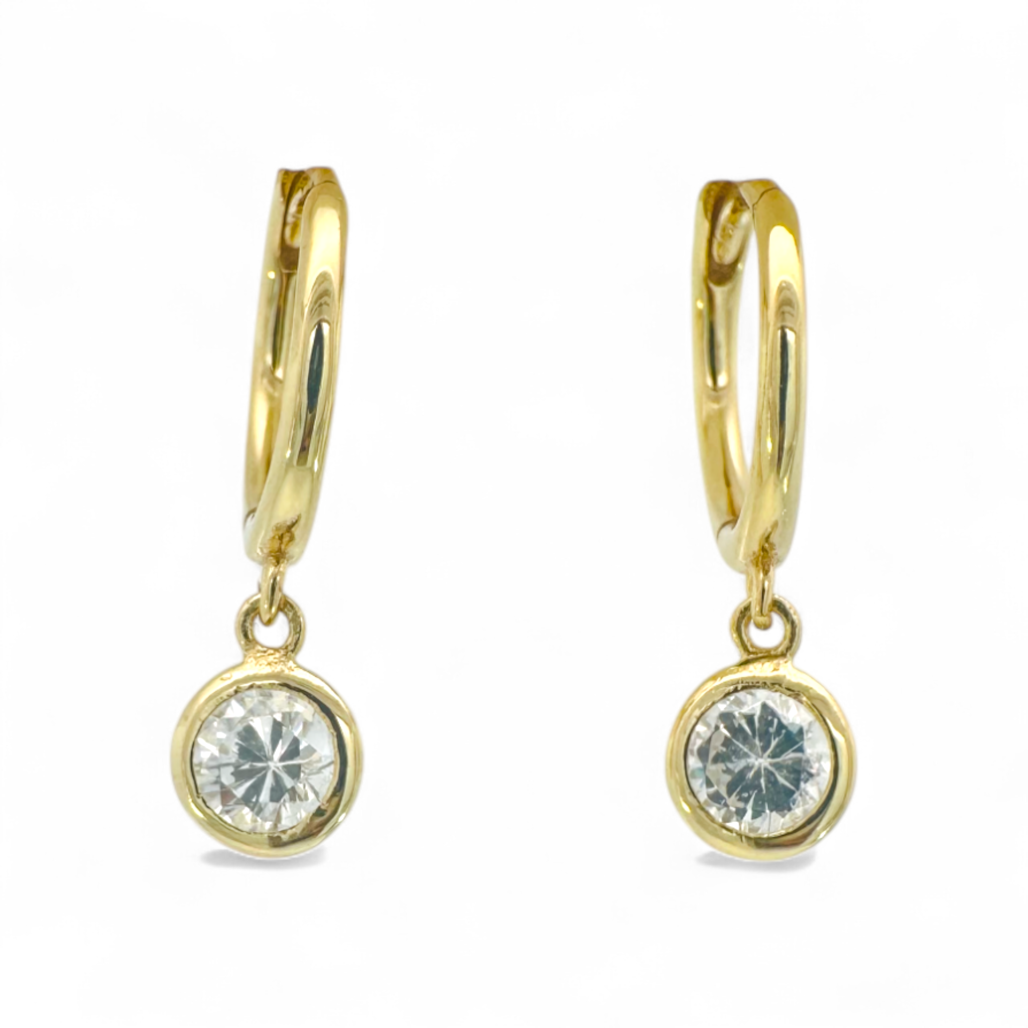 Aros argollas 12 mm circón colgante en bisel