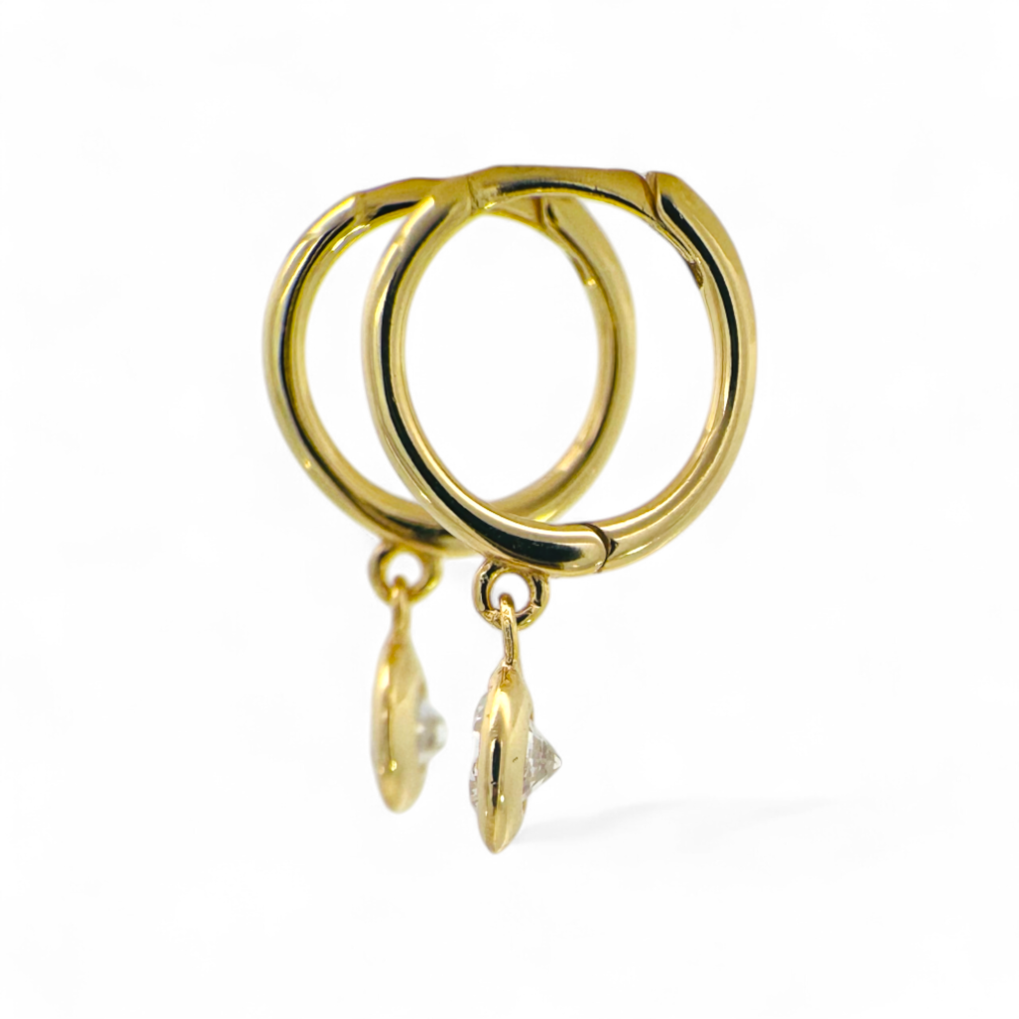 Aros argollas 12 mm circón colgante en bisel
