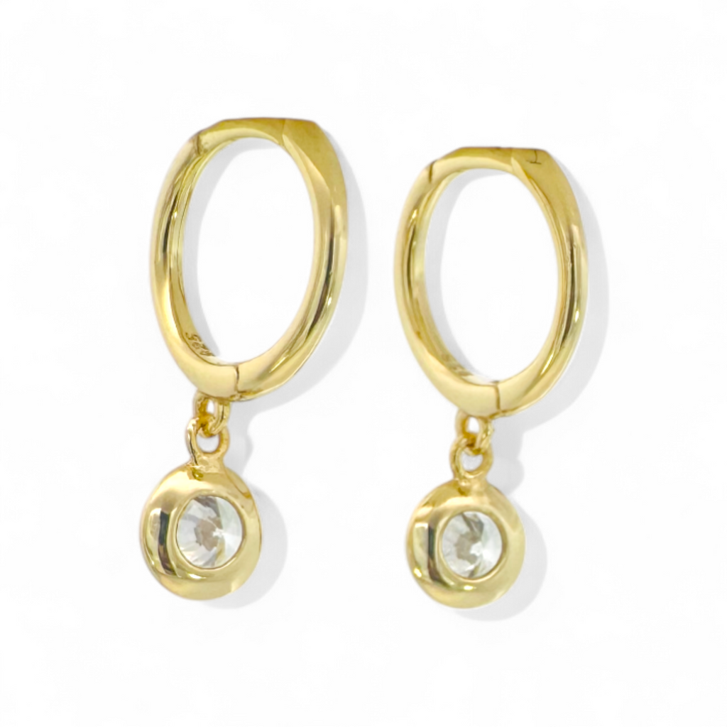 Aros argollas 12 mm circón colgante en bisel