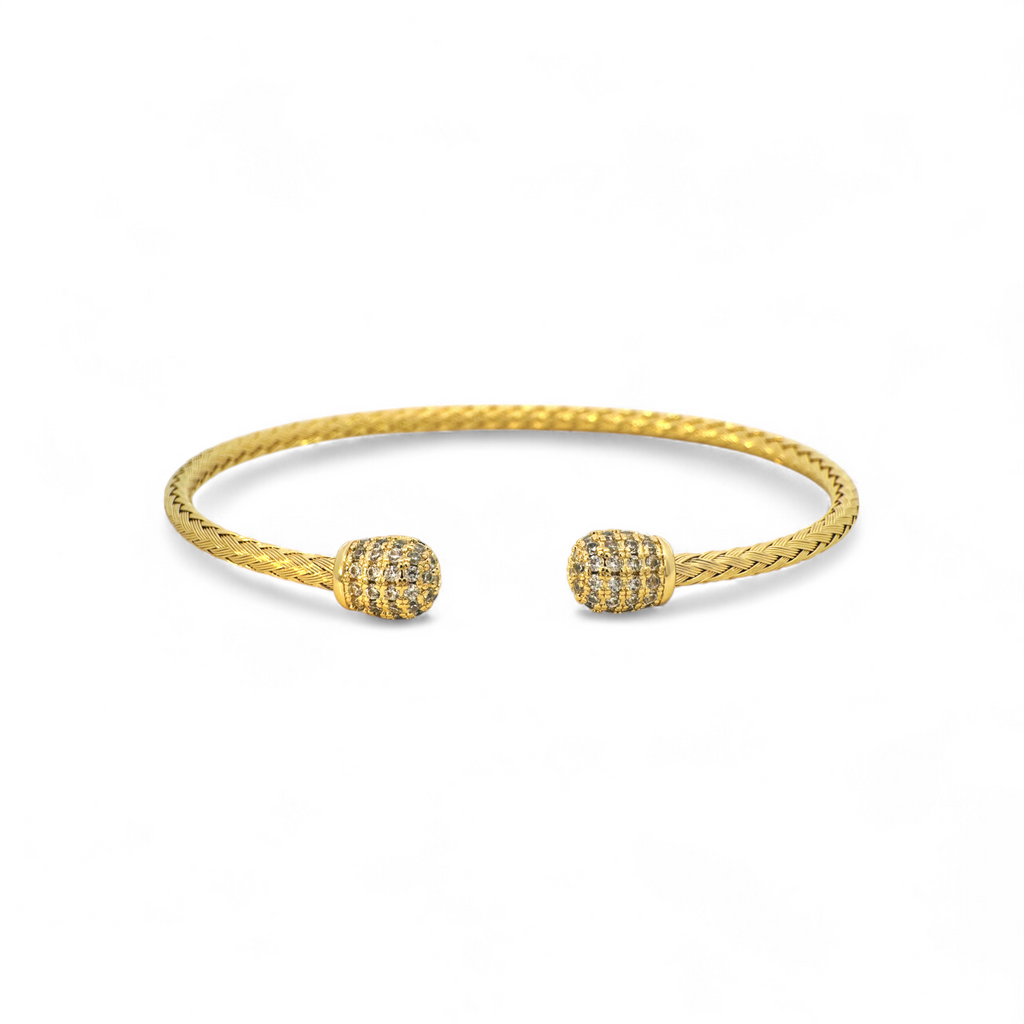 Pulseras de bronce con circones bañadas en oro