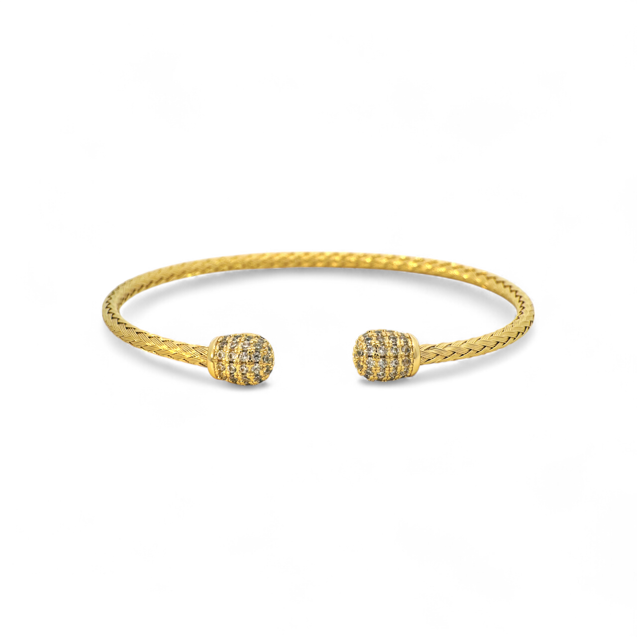 Pulseras de bronce con circones bañadas en oro