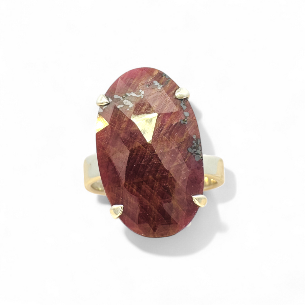 Anillo de plata 925 con rubí de raíz ajustable