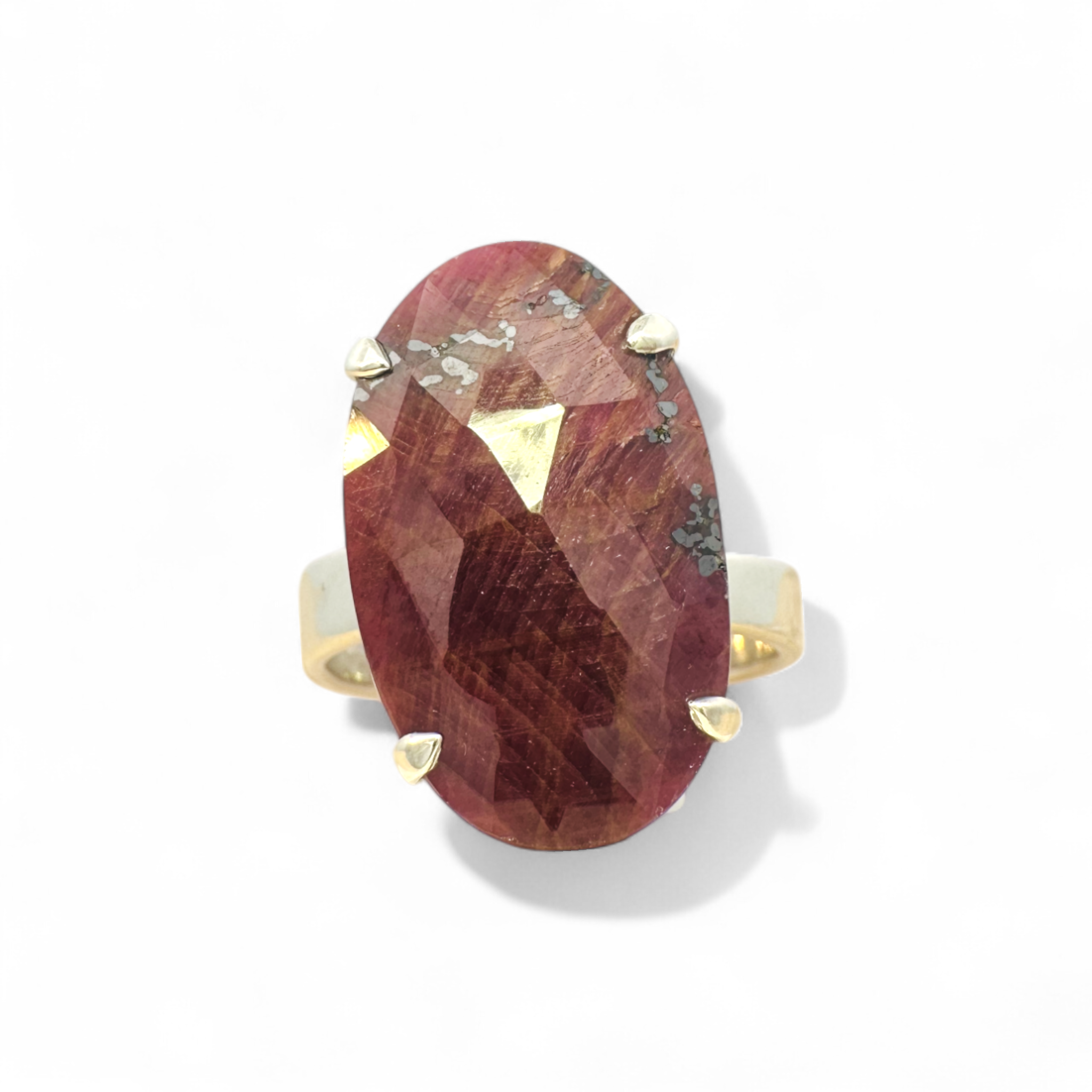 Anillo de plata 925 con rubí de raíz ajustable