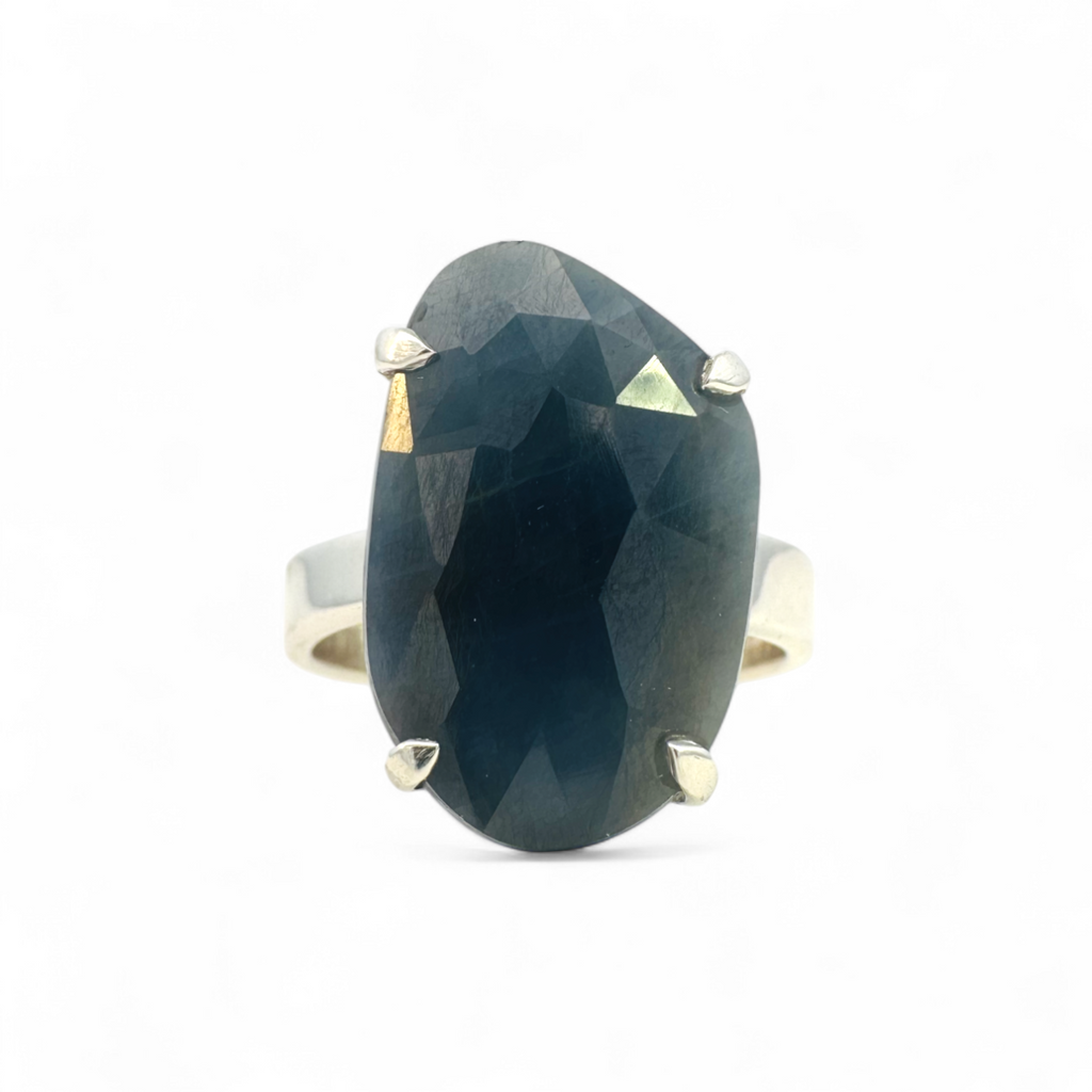 Anillo de plata 925 con zafiro ajustable