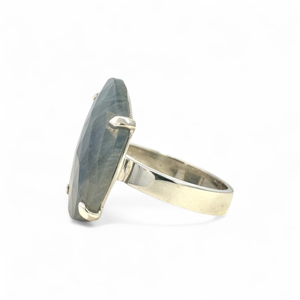 Anillo de plata 925 con zafiro ajustable