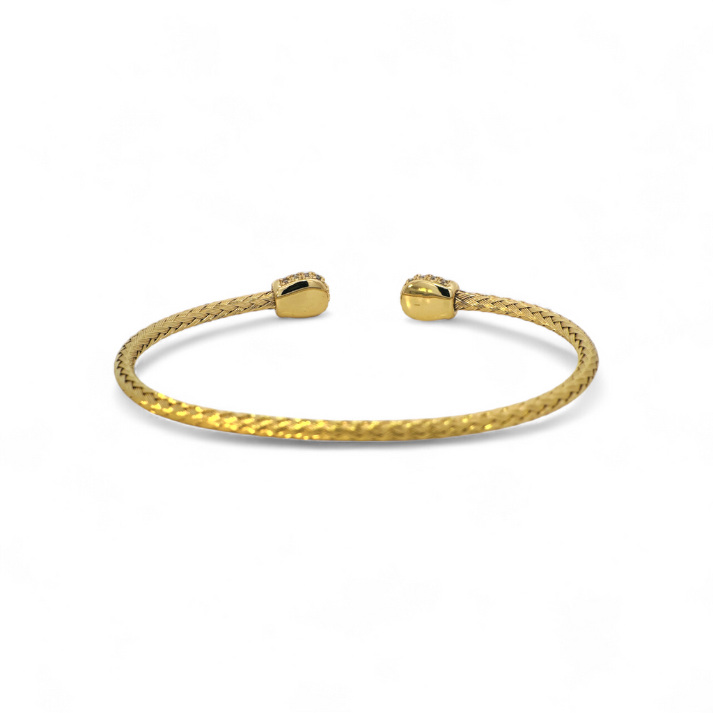 Pulseras de bronce con circones bañadas en oro