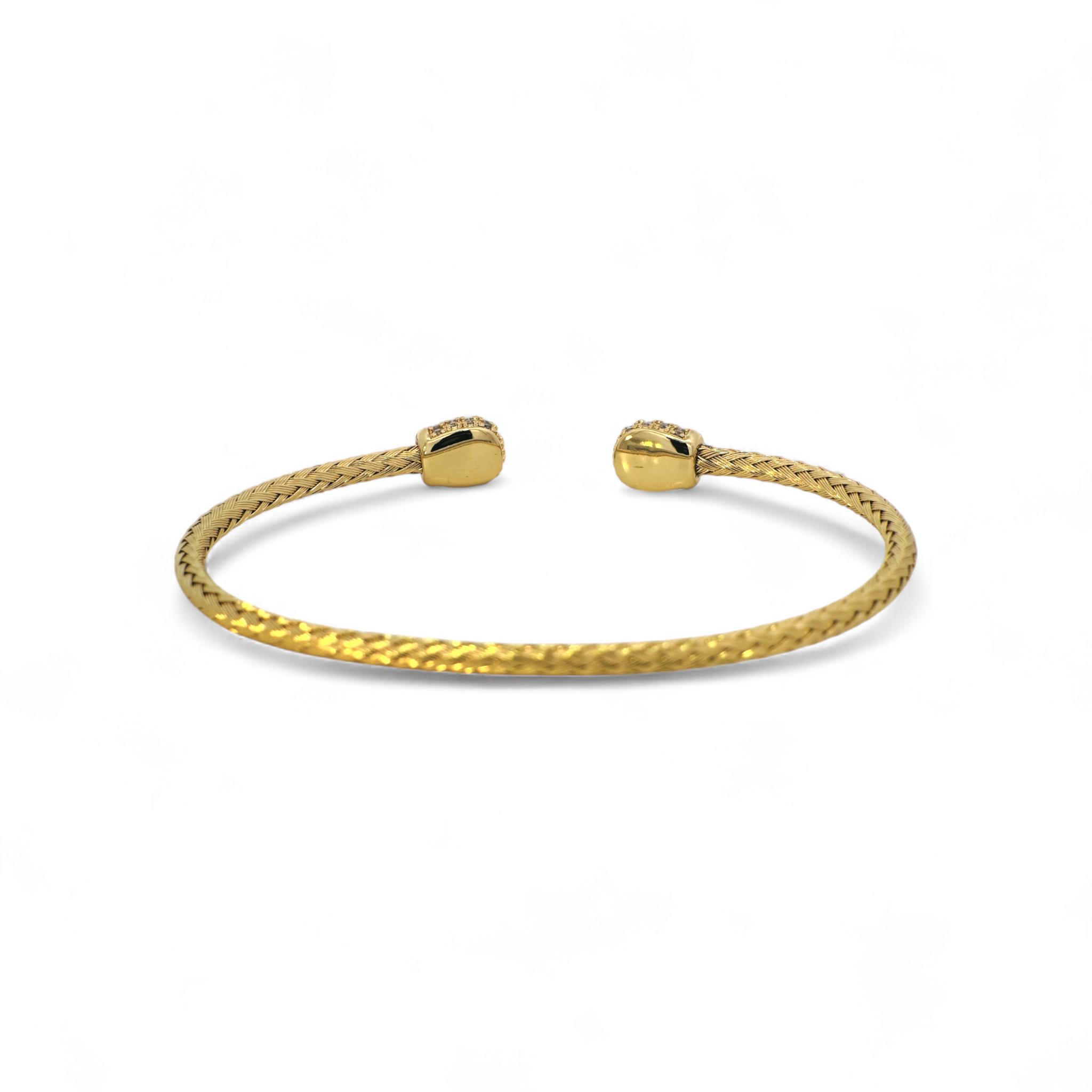 Pulseras de bronce con circones bañadas en oro