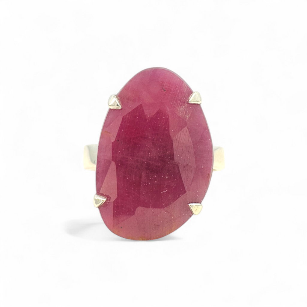 Anillo de plata 925 con rubí de raíz ajustable