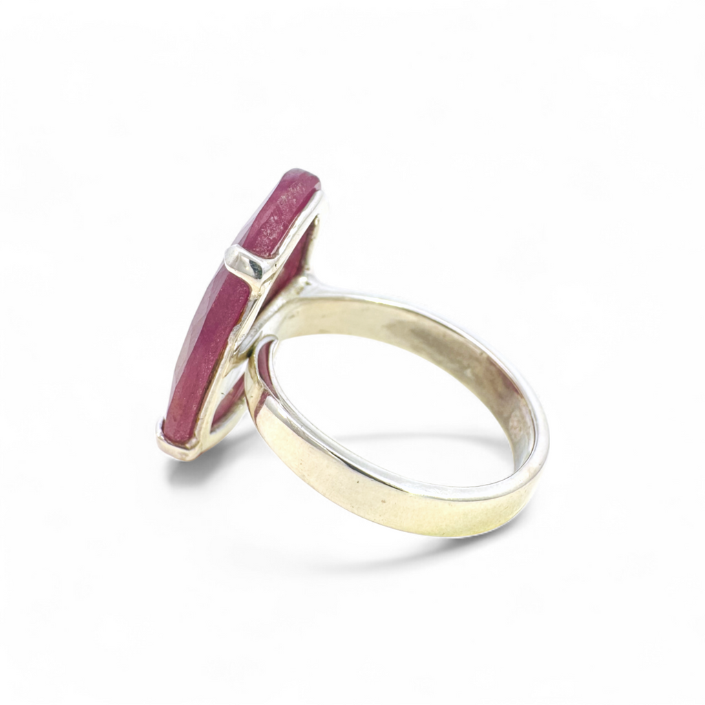 Anillo de plata 925 con rubí de raíz ajustable