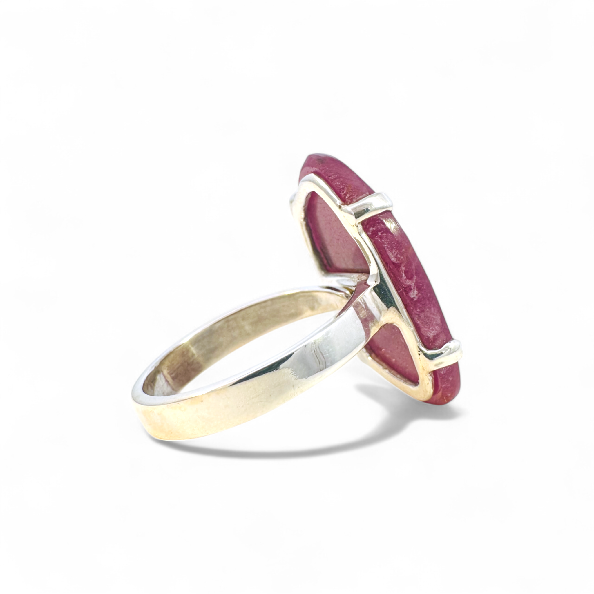 Anillo de plata 925 con rubí de raíz ajustable