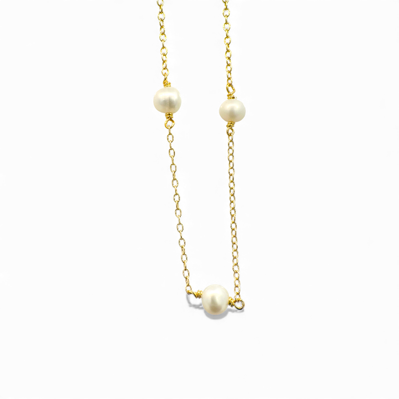 Collar cadena y perlas 4mm 50 cm