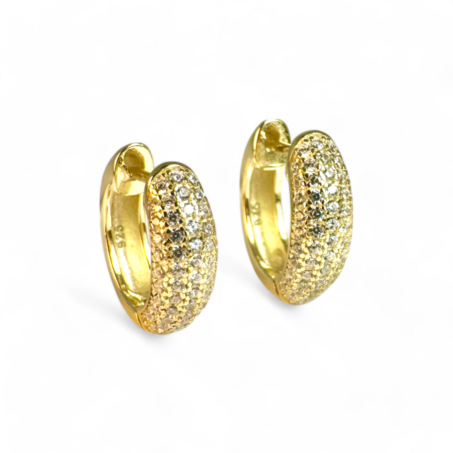 Aros Argollas circón en pavé dorados 1,9 cm