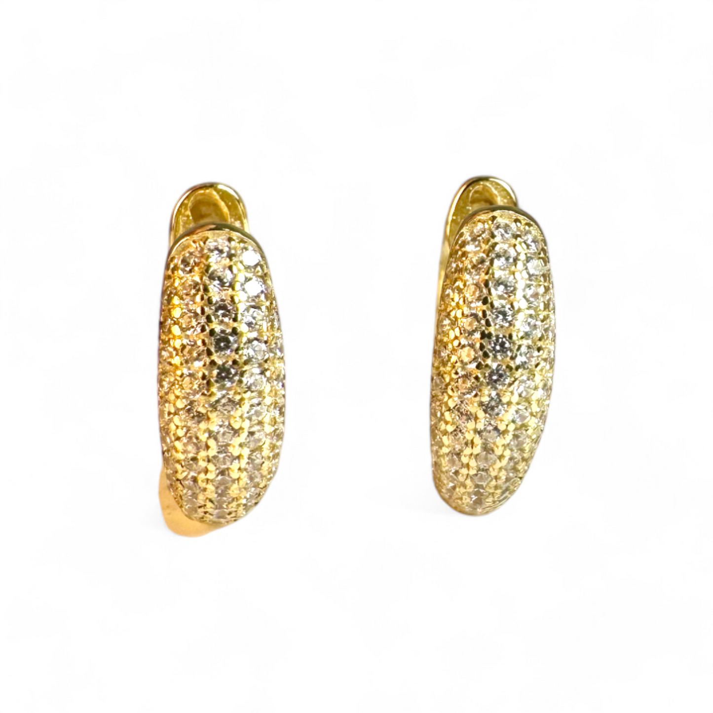 Aros Argollas circón en pavé dorados 1,9 cm