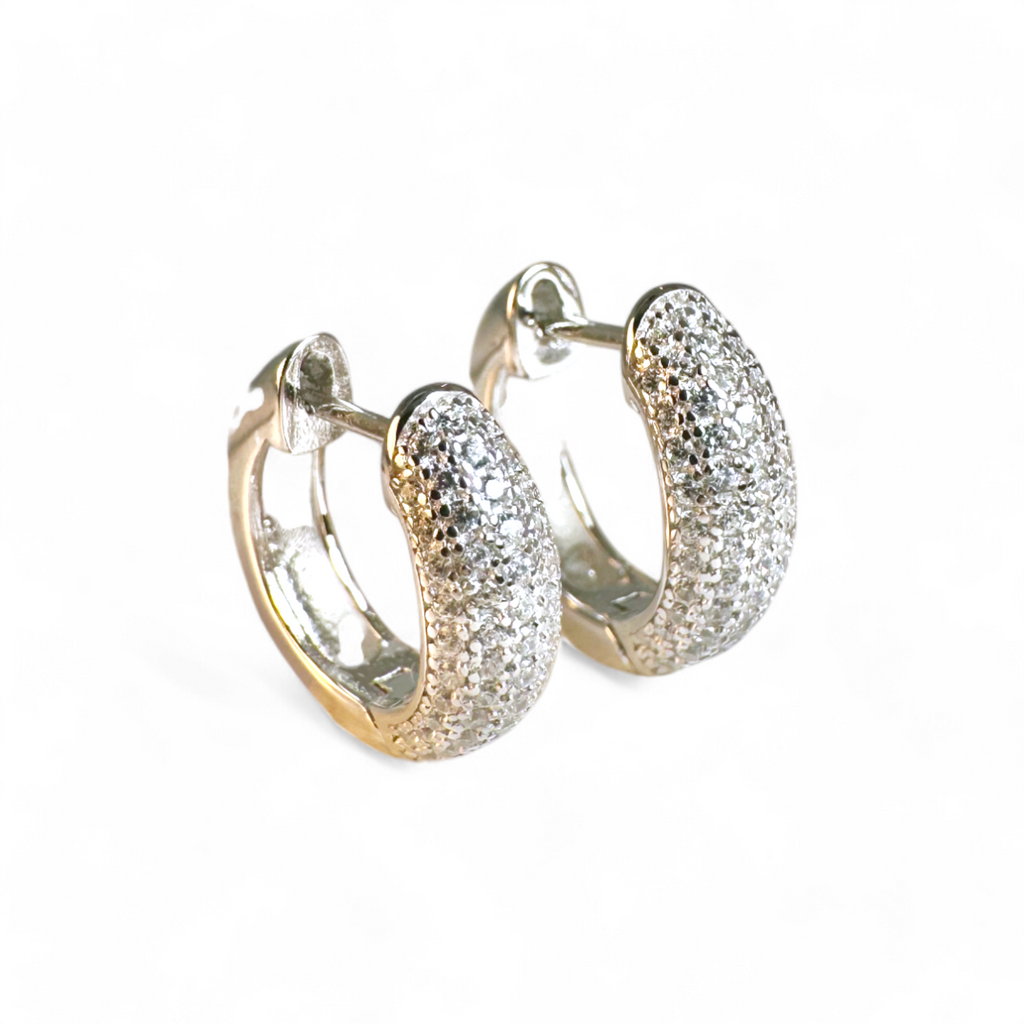 Aros argollas circón en pavé plateados 1,9 cm