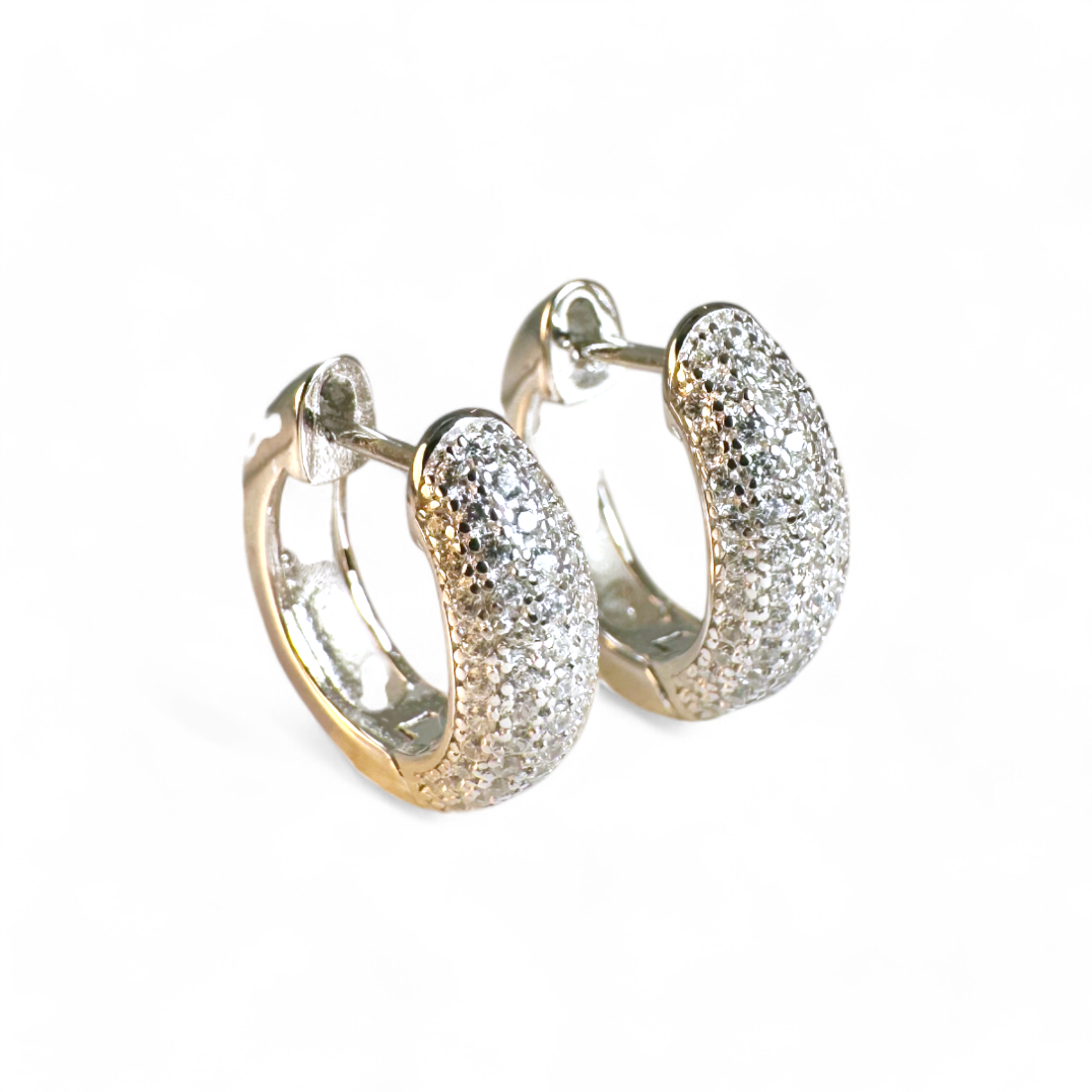 Aros argollas circón en pavé plateados 1,9 cm